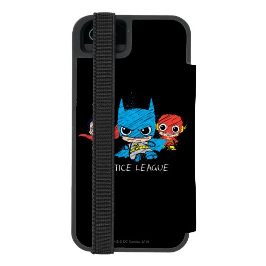 Mini Justice League Sketch Incipio iPhone Portemonnee Hoesje (Agenda Achterkant)