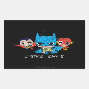 Mini Justice League Sketch Rechthoekige Sticker