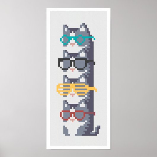 Mini-katten in glazen palmhuls poster (Voorkant)