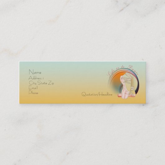 Mini La vie est de danser le carte de visite (Devant)