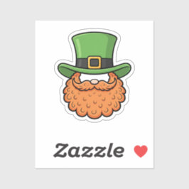Mini Leprechaun Green Hat Orange Beard St Patrick Sticker