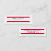 Mini Ligne rouge mince blanche Carte de visite simple (Devant / Derrière)