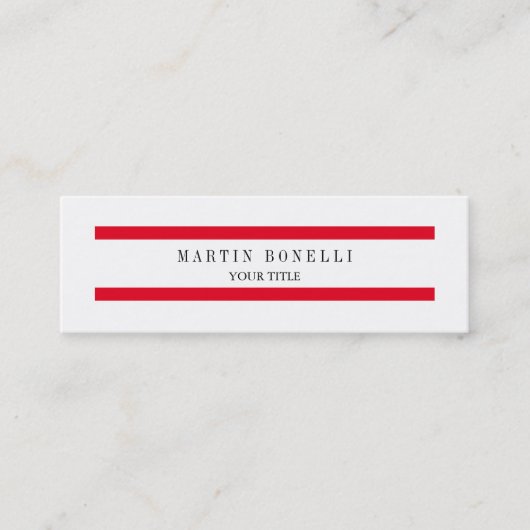 Mini Ligne rouge mince blanche Carte de visite simple (Devant)