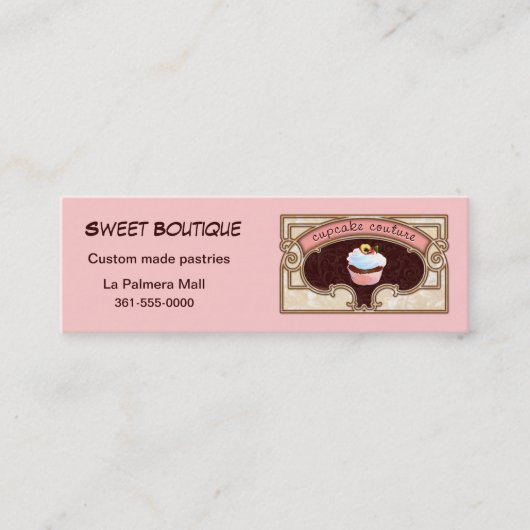 Mini Logo Carte de visite rose Cupcake Couture (Devant)