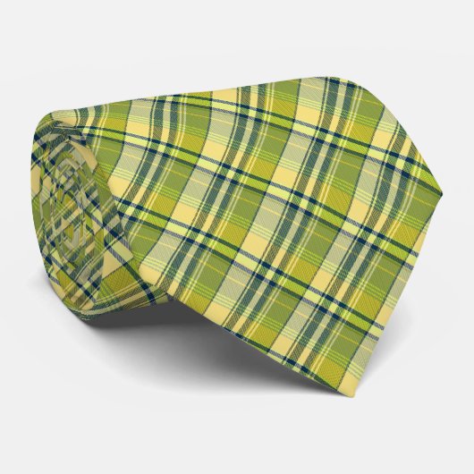 Mini Madras Pset Sage en Geel tweeslachtig Stropdas (Opgerold)