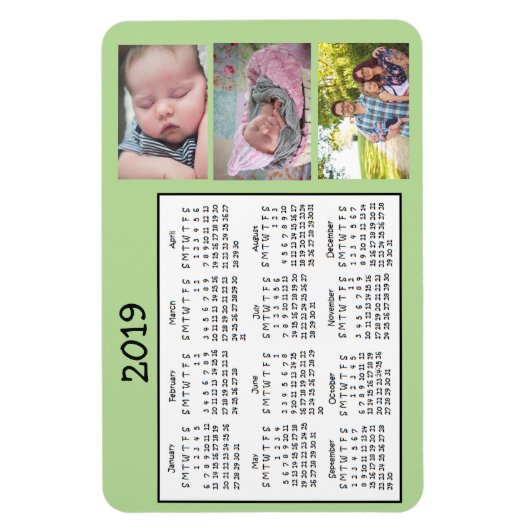 Mini Magnet Calendrier photo personnalisé 2018 (Vertical)