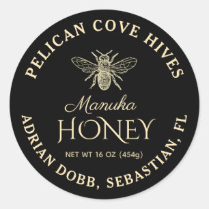 Mini Manuka Honey Jar Label Black