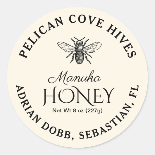 Mini Manuka Honey Jar Lid Étiquette Ivory (Devant)