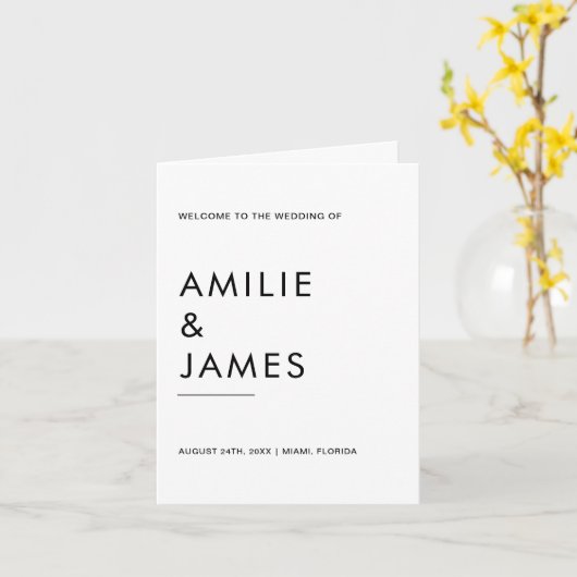 Mini-mariage fête pliée calendrier du programme (Fleur jaune)