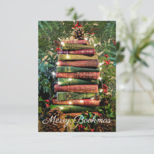 Mini Merry Bookmas Holiday-kaart RSVP Kaartje
