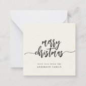 Mini Merry Kerstmis Modern Elegant Script Ivory Notitiekaartje (Voorkant)