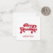 Mini Merry Kerstmis Modern Minimalist Holiday Notitiekaartje (Voorkant / Achterkant in situ)