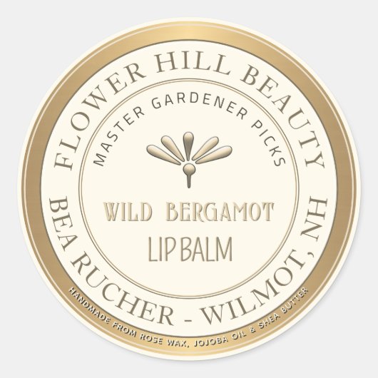 Mini met reliëfdruk Lip Balm Metallic Gold Border Ronde Sticker (Voorkant)