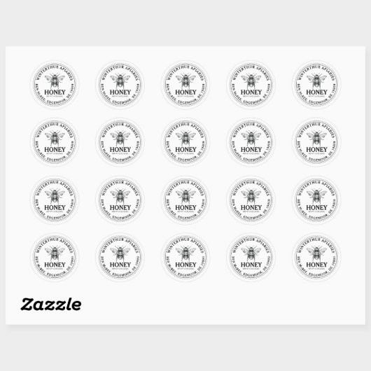 Mini Miel Mason Jar Lid Étiquette avec abeille en (Feuille)