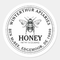 Mini Miel Mason Jar Lid Étiquette avec abeille en