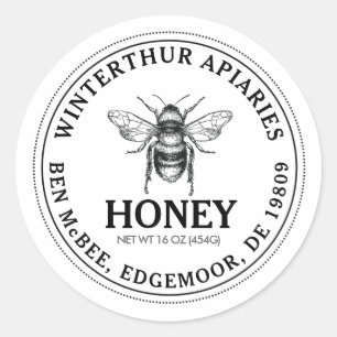 Mini Miel Mason Jar Lid Étiquette avec abeille en 
