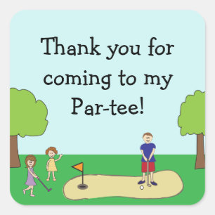 Mini Miniature Golf Birthday Favor Bedankt Vierkante Sticker