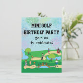Mini Miniature Golf Birthday Party Kaart (Staand voorkant)