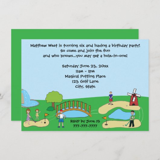 Mini / Miniature Golf Invitations d'anniversaire (Devant / Derrière)