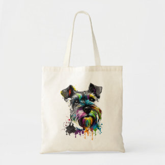 Mini Miniatuur Schnauzer Gezicht Kleurrijke Hond A Tote Bag