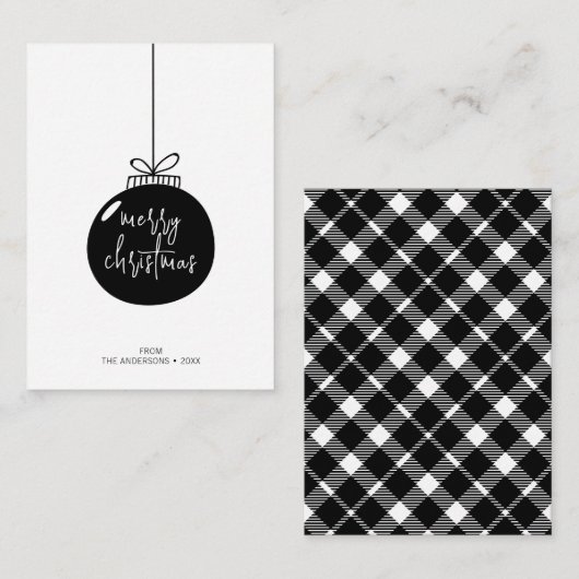 Mini Modern Merry kerst-feestdag Notitiekaartje (Voorkant / Achterkant)