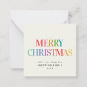 Mini Modern Rainbow Merry kerst Notitiekaartje (Voorkant)