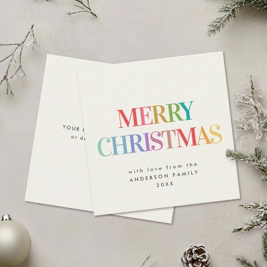 Mini Modern Rainbow Merry kerst Notitiekaartje