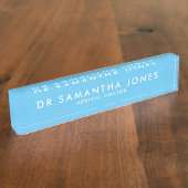 Mini-moderne Bureau bleu Nom Plaque (Taille)