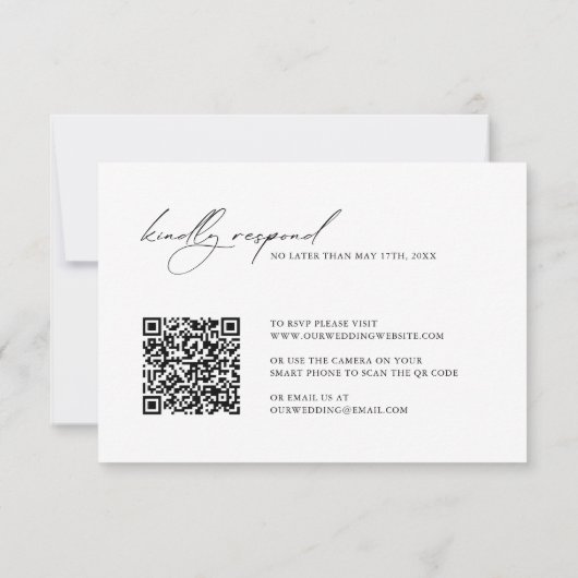 Mini moderne élégant QR Code Mariage RSVP (Dos)