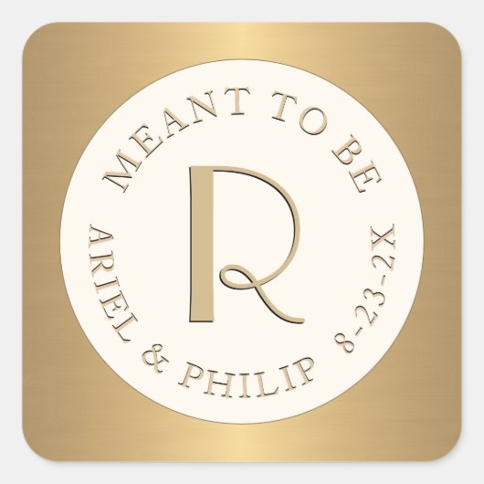 Mini Monogram Label met Trouwdatum zoals Bestemd t (Voorkant)