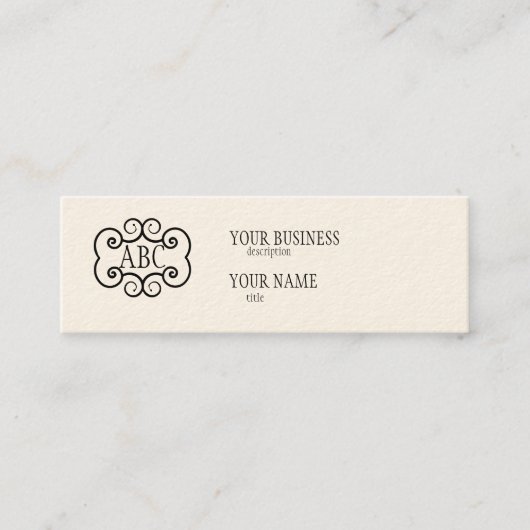 Mini Monogramme de crème Carte de visite Std maigre (Devant)