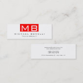 Mini Monogramme maigre Blanc Rouge Carte de visite tend (Devant / Derrière)