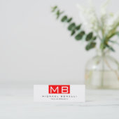 Mini Monogramme maigre Blanc Rouge Carte de visite tend (Debout devant)