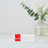 Mini Monogramme moderne blanc rouge Carte de visite pro (Debout devant)