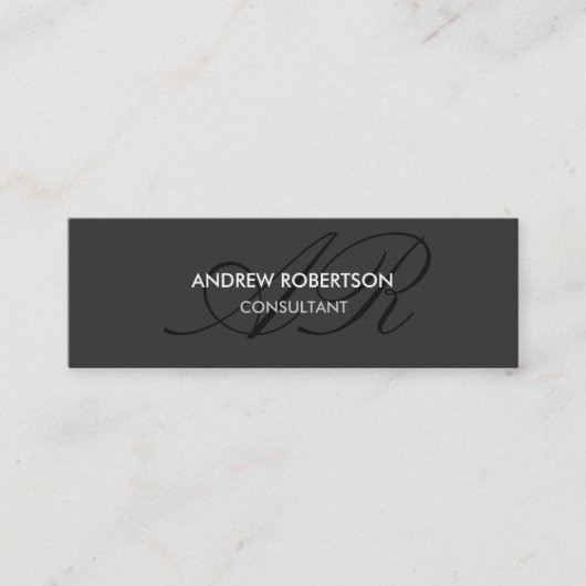 Mini Monogramme moderne Gris clair Carte de visite tend (Devant)