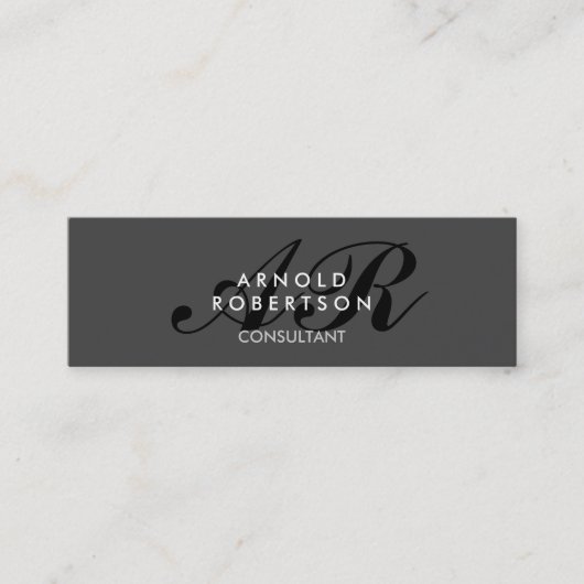 Mini Monogramme moderne Gris clair Carte de visite tend (Devant)