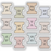 Mini Monthly Index Tab Pastel Bujo Planner Folded  Sticker (Voorkant)