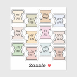 Mini Monthly Index Tab Pastel Bujo Planner Folded  Sticker