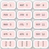 Mini Monthly Index Tabs Page Divider Pink Folded Sticker (Voorkant)