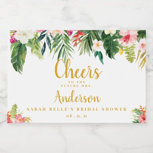 Mini Mousserende Wijn Vrijgezellenfeest, Tropisch Sparkling Wijnetiket (Enkel label)