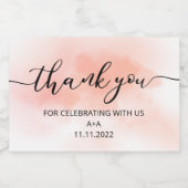 Mini Mousserende Wijnfles Etiketten Dank u (Enkel label)