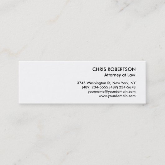 Mini Noir blanc clair mince Carte de visite taille minc (Devant)