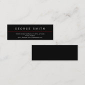Mini Noir moderne - Rouge Simple Carte de visite simple (Devant / Derrière)