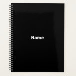 Mini-noir nom personnalisé texte année monogramme<br><div class="desc">Minimaliste noir nom personnalisé texte monogramme année simple moderne élégant personnalisé planificateur. Texte blanc personnalisé sur l'arrière - plan de couleur unie noire. Vous pouvez le personnaliser avec le nom de l'entreprise,  du bureau ou de l'entreprise,  l'année,  les initiales,  le monogramme,  etc</div>