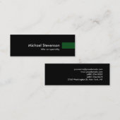 Mini Noir Vert Consultant Unique Carte de visite maigre (Devant / Derrière)