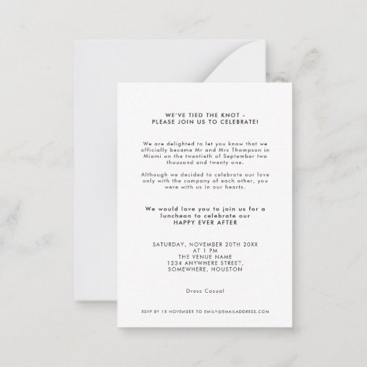 MINI | Nous Avons Elopé Faire-part Photo Invitatio (Dos)