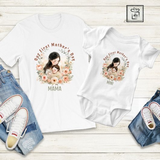 MINI Onze eerste Moederdag Matching gepersonalisee Romper