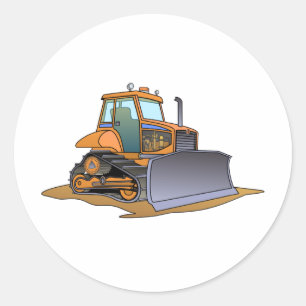 Mini Oranje bulldozer Ronde Sticker