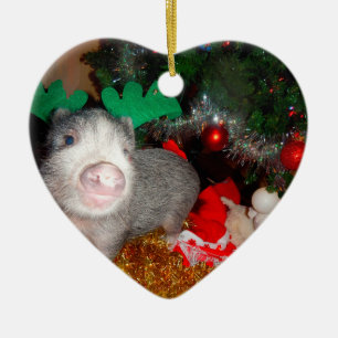 Mini ornement de coeur de porc de Noël doux