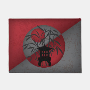 Mini pagoda bamboo moon rood deurmat